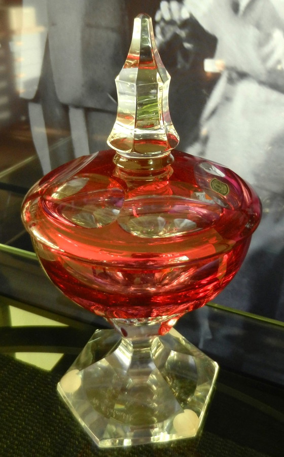 Image 1 of Val Saint Lambert bonbonnière caviar coupe à pied cristal Circa 1955 !