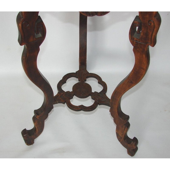 Image 1 of Selle en marbre vintage avec sculpture de parterre de fleurs