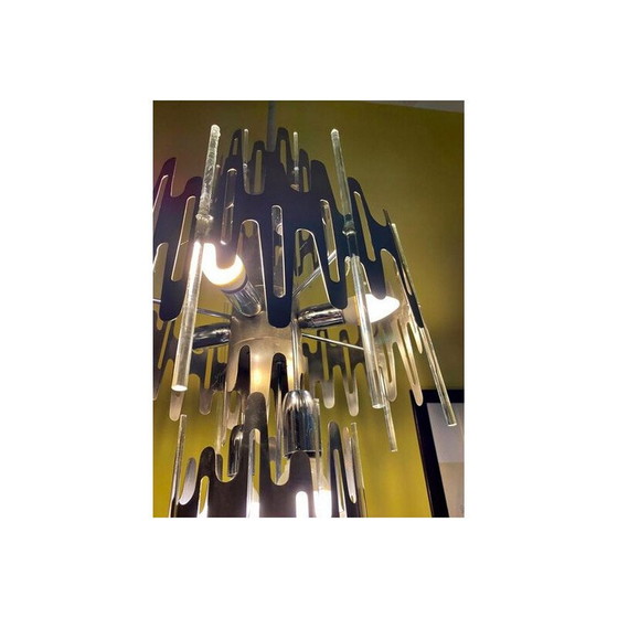 Image 1 of Lustre brutaliste vintage de Gaetano Sciolari, 1970