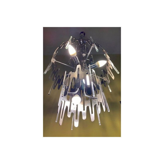Image 1 of Lustre brutaliste vintage de Gaetano Sciolari, 1970