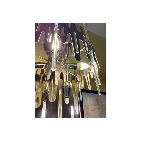 Image 1 of Lustre brutaliste vintage de Gaetano Sciolari, 1970