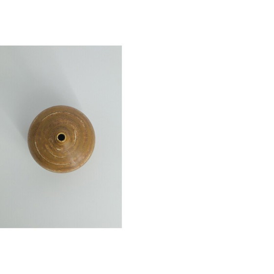 Image 1 of Vase sphérique vintage en grès brun par Gunnar Borg pour Höganäs Keramik, Suède 1960