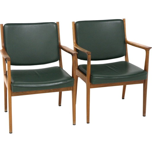 Paire de fauteuils en cuir vintage de Karl Erik Ekselius, Suède 1960
