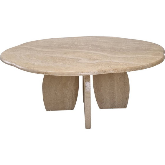 Image 1 of Table basse italienne vintage en travertin, 1980