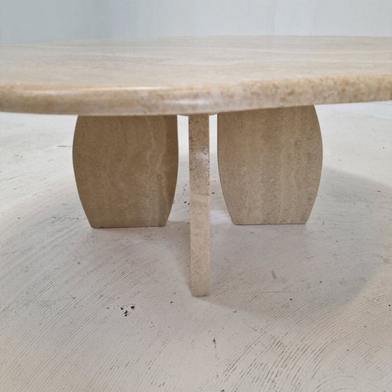 Image 1 of Table basse italienne vintage en travertin, 1980