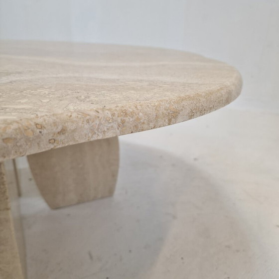 Image 1 of Table basse italienne vintage en travertin, 1980