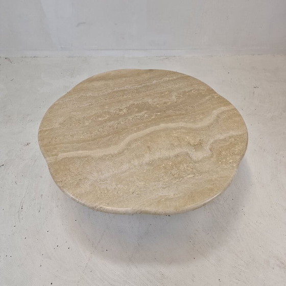 Image 1 of Table basse italienne vintage en travertin, 1980
