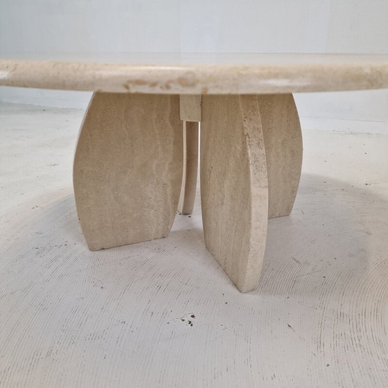 Image 1 of Table basse italienne vintage en travertin, 1980