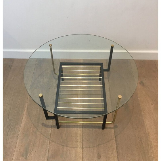 Image 1 of Table basse vintage en verre et laiton par Mathieu Matégot, 1950