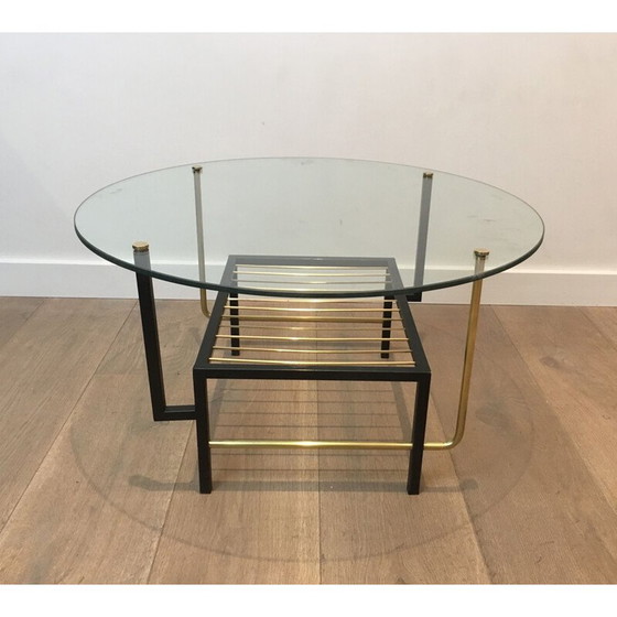 Image 1 of Table basse vintage en verre et laiton par Mathieu Matégot, 1950