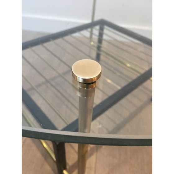 Image 1 of Table basse vintage en verre et laiton par Mathieu Matégot, 1950