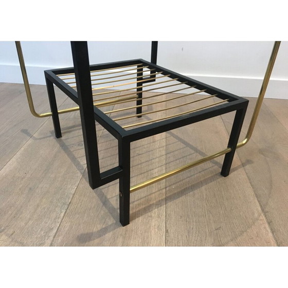 Image 1 of Table basse vintage en verre et laiton par Mathieu Matégot, 1950