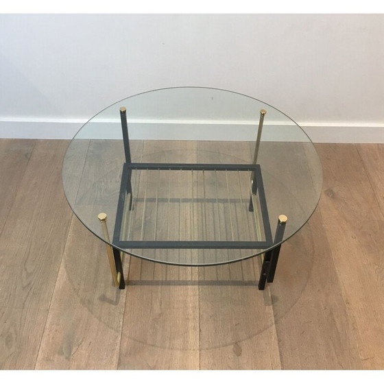 Image 1 of Table basse vintage en verre et laiton par Mathieu Matégot, 1950