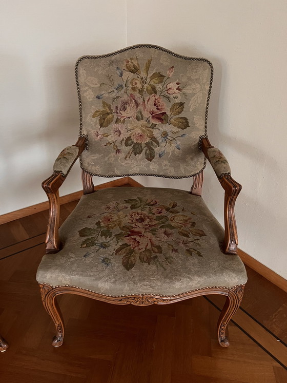 Image 1 of Chaises baroques avec tapisserie brodée