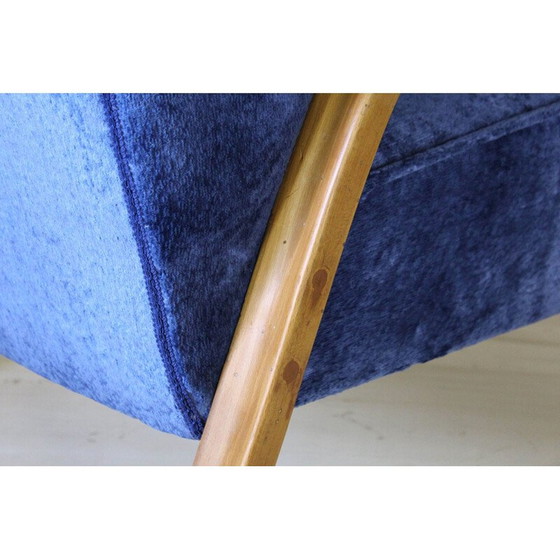 Image 1 of 1x Fauteuil Art Déco en velours art déco années 40