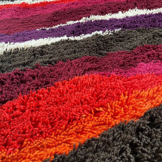 Image 1 of Tapis vintage à rayures colorées Desso, Pays-Bas 1970