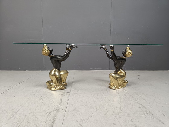 Image 1 of Table basse en laiton Blackamoor, 1970S