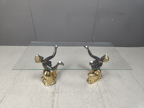 Image 1 of Table basse en laiton Blackamoor, 1970S