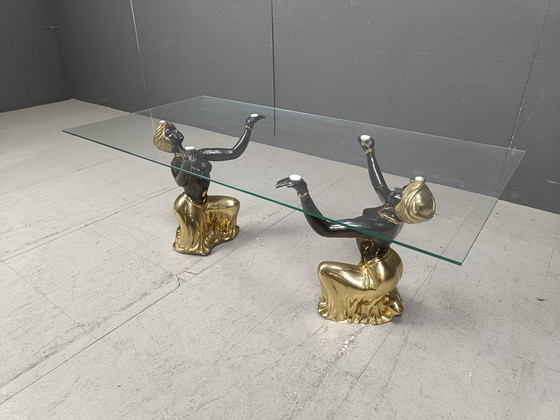 Image 1 of Table basse en laiton Blackamoor, 1970S