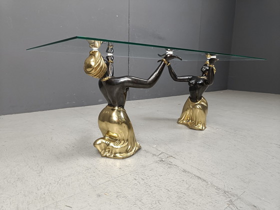 Image 1 of Table basse en laiton Blackamoor, 1970S