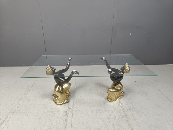 Image 1 of Table basse en laiton Blackamoor, 1970S