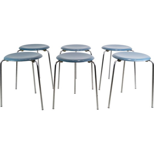 Ensemble de 6 tabourets vintage Dot modèle 3170 par Arne Jacobsen pour Fritz Hansen, 1974