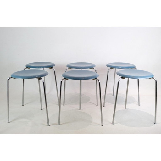 Ensemble de 6 tabourets vintage Dot modèle 3170 par Arne Jacobsen pour Fritz Hansen, 1974