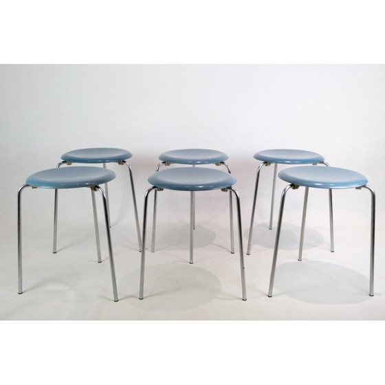 Image 1 of Ensemble de 6 tabourets vintage Dot modèle 3170 par Arne Jacobsen pour Fritz Hansen, 1974