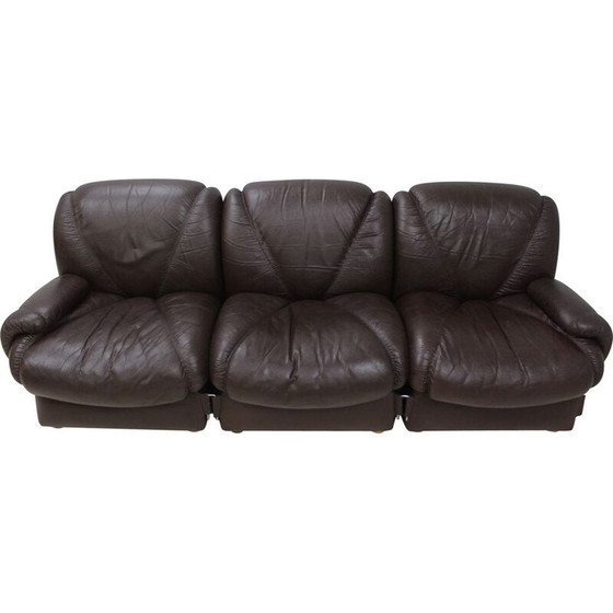 Image 1 of Canapé modulaire vintage 3 places en cuir, 1970