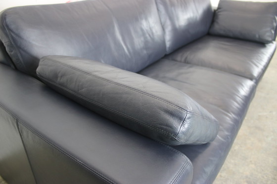 Image 1 of Cor Conseta Canapé trois places Designer en cuir véritable bleu foncé Canapé