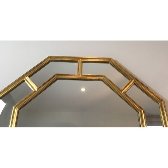 Image 1 of Miroir octogonal vintage en résine dorée, 1970