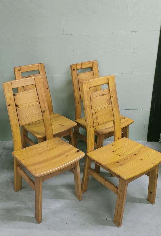 Image 1 of 4 chaises vintage en épicéa 60s-70s