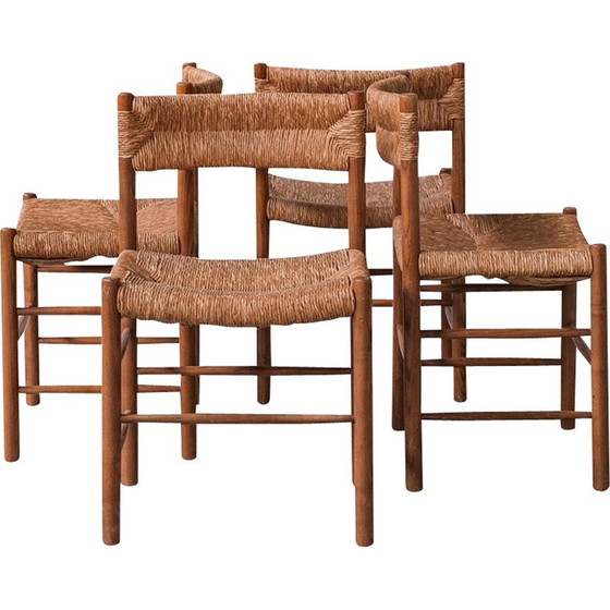Image 1 of Ensemble de 4 chaises vintage par Charlotte Perriand pour Robert Sentou, France 1870