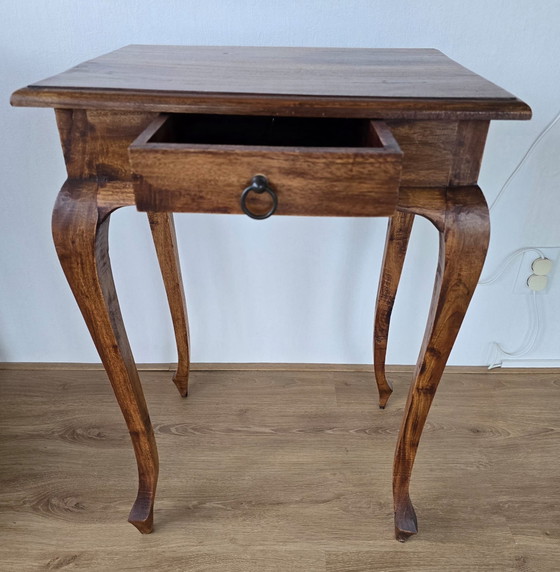 Image 1 of Table de jeu Biedermeier avec tiroir