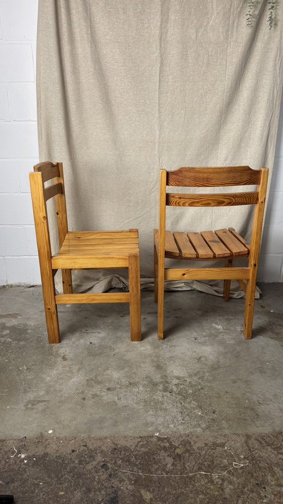 Image 1 of 4X Chaise vintage en pin laqué