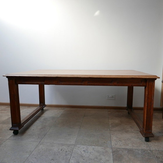 Image 1 of Table de réfectoire vintage en chêne anglais, 1920