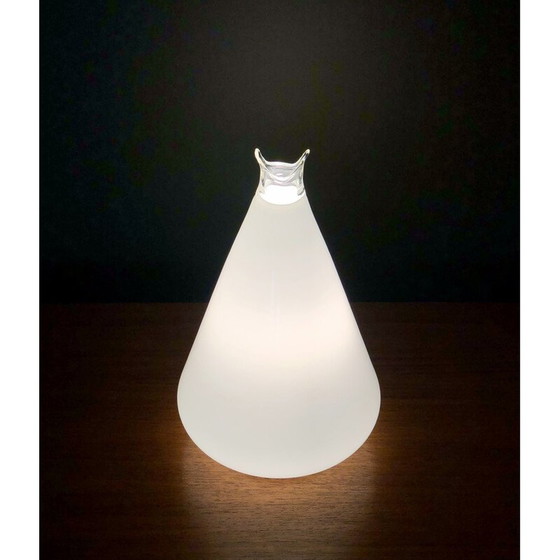 Image 1 of Lampe Buto vintage en verre de Murano blanc et métal par Noti Massari pour Leucos, Italie 1970
