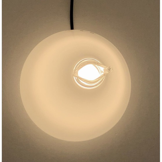 Image 1 of Lampe Buto vintage en verre de Murano blanc et métal par Noti Massari pour Leucos, Italie 1970