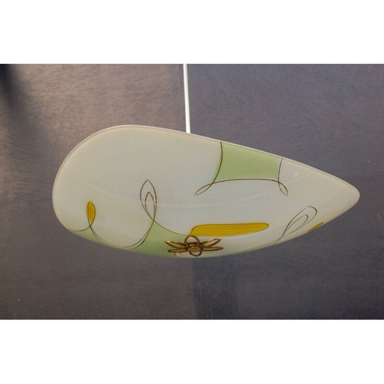 Image 1 of Lampe suspendue en verre allemande du milieu du siècle, années 1950