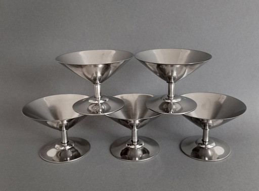 5X Set de calices Wmf Bauhaus/Modernist Design 1960's Allemagne