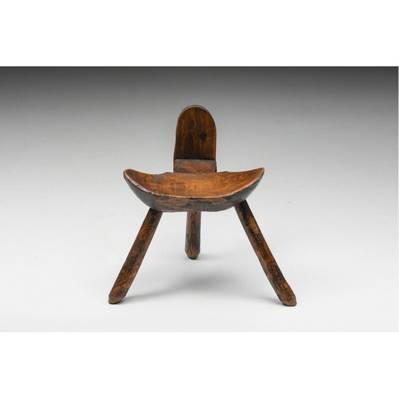 Image 1 of Tabouret tripode rustique Wabi Sabi, 1940s