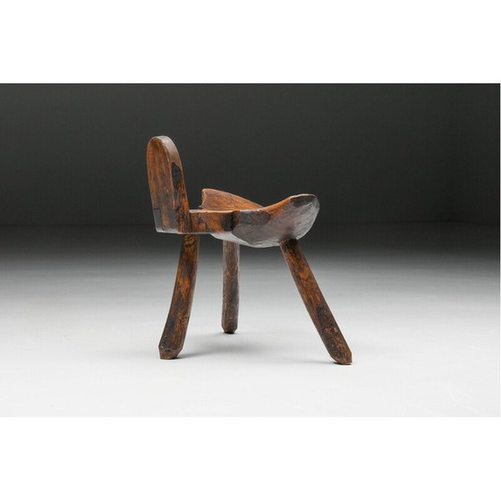 Image 1 of Tabouret tripode rustique Wabi Sabi, 1940s