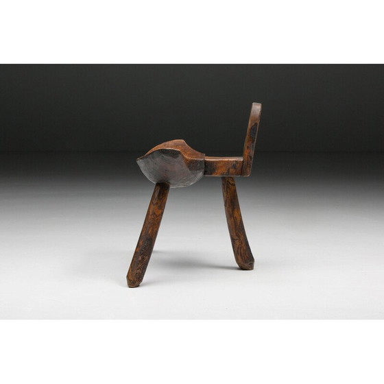Image 1 of Tabouret tripode rustique Wabi Sabi, 1940s