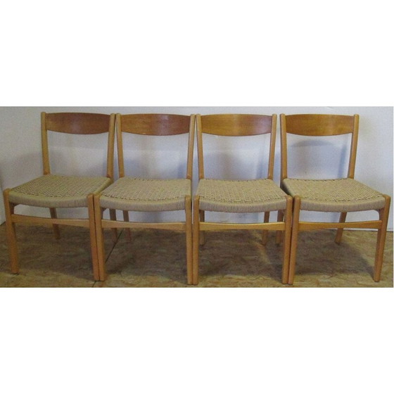 Image 1 of Ensemble de 4 chaises vintage en hêtre, Suède