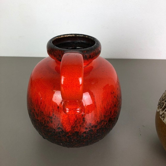 Image 1 of Ensemble de deux vases en poterie de lave grasse Modèle "484-21" par Scheurich Allemagne 1970