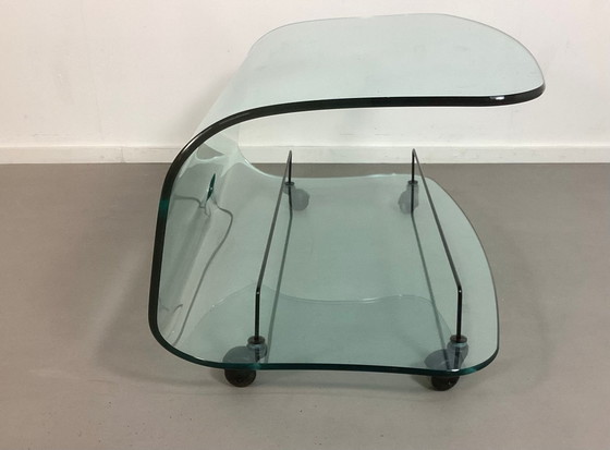 Image 1 of Fiam Italian Curved Glass TV Furniture/Saloon Table