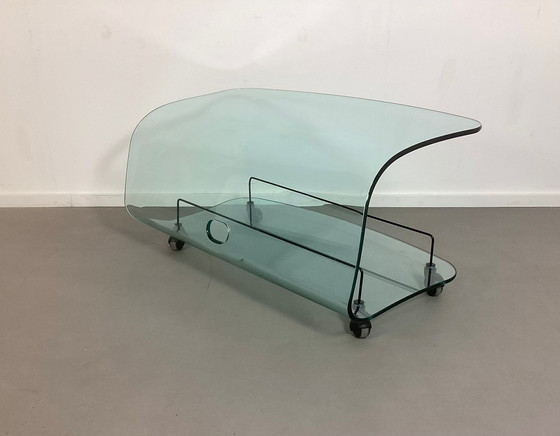 Image 1 of Fiam Italian Curved Glass TV Furniture/Saloon Table