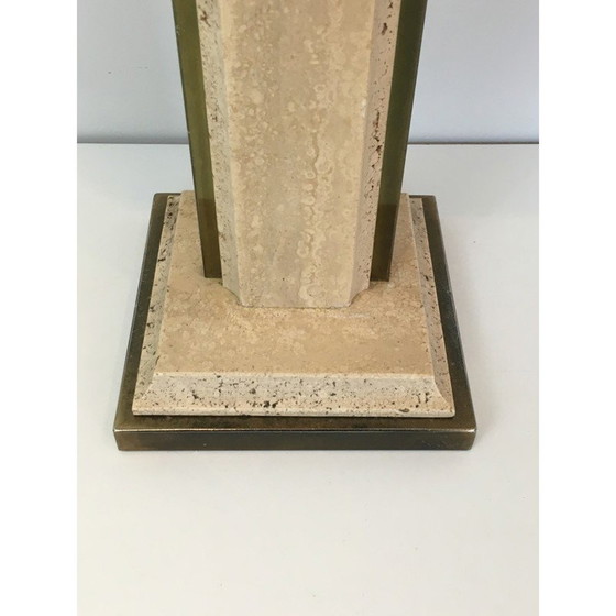 Image 1 of Lampe vintage en travertin et métal doré, 1970