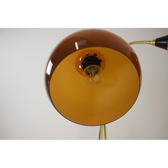Image 1 of Lampadaire vintage en laiton, plastique et cuir, Tchécoslovaquie 1960