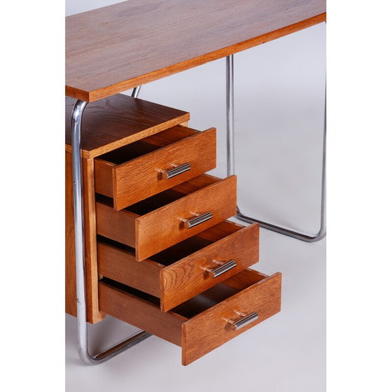 Image 1 of Bureau Bauhaus vintage en bois de chêne par Robert Slezak, années 1930